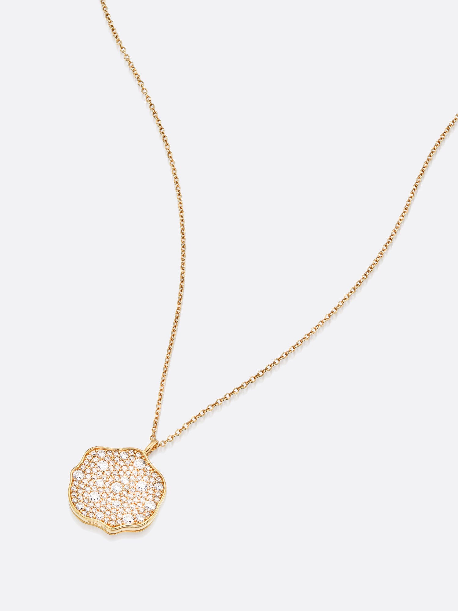 Petite Fleur Pavé Diamond Pendant Necklace - 5