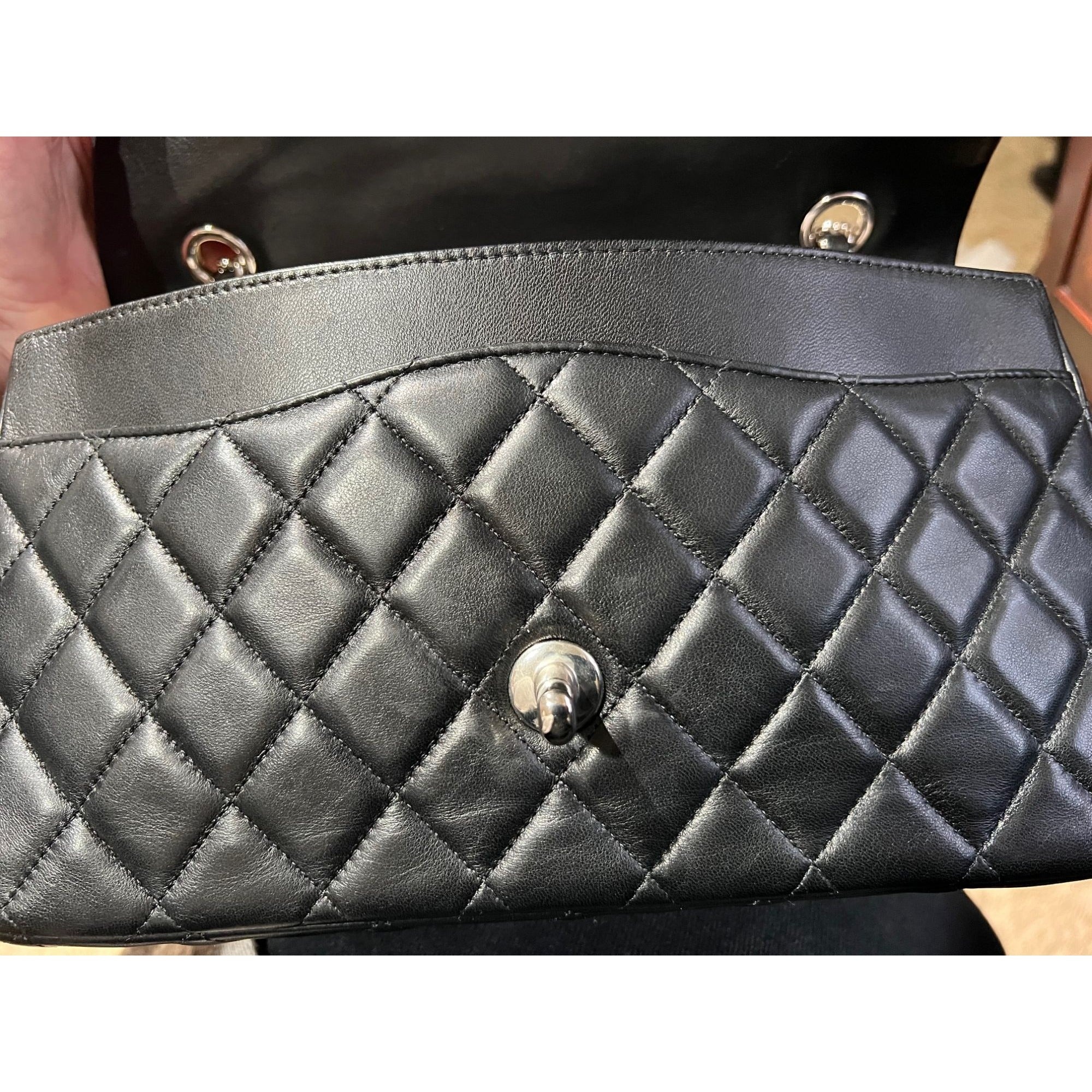 Chanel Quilted Lambskin Valentine Crystal Charms Medium Single Flap Black Bag - 17