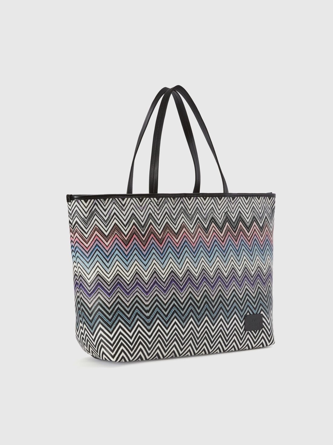 Zig zag cotton shopper with double handles - 2