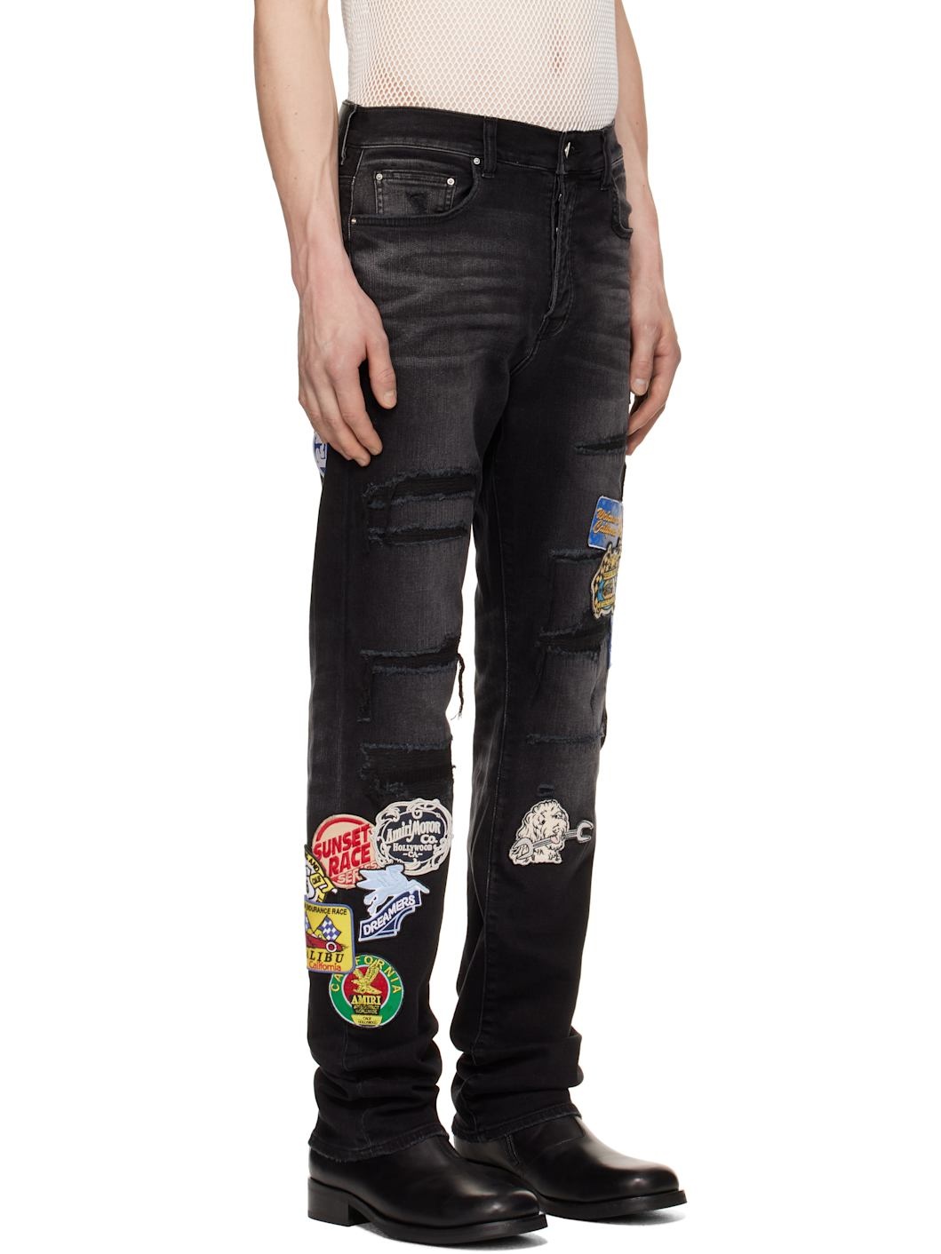 Black Station Patch Repair Slim Jeans - 2