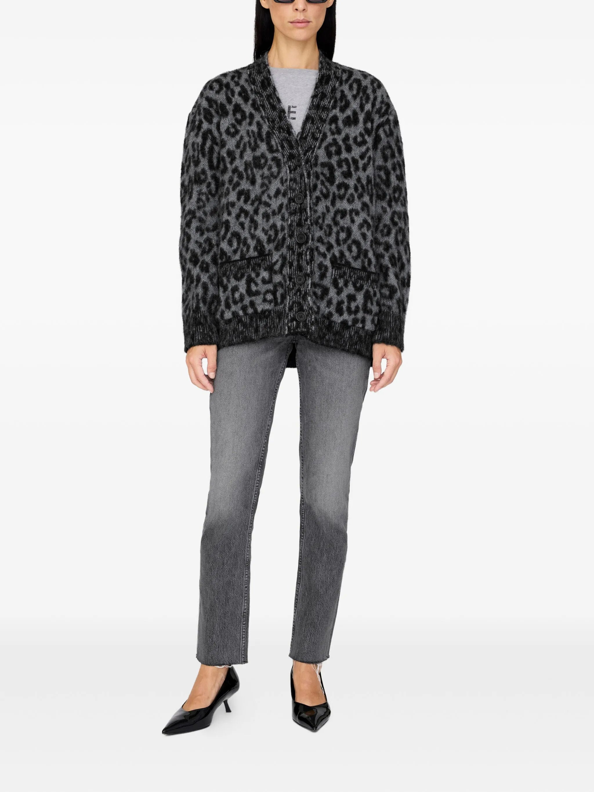 Anine Bing BANKS CARDIGAN - GREY LEOPARD - 2