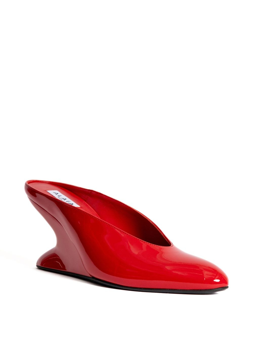 75mm Curve patent-leather wedge mules - 2