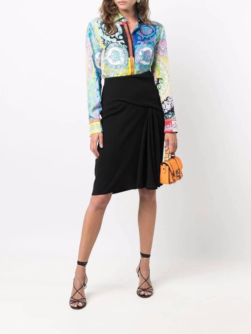 VERSACE pinch-pleat A-line skirt outlook