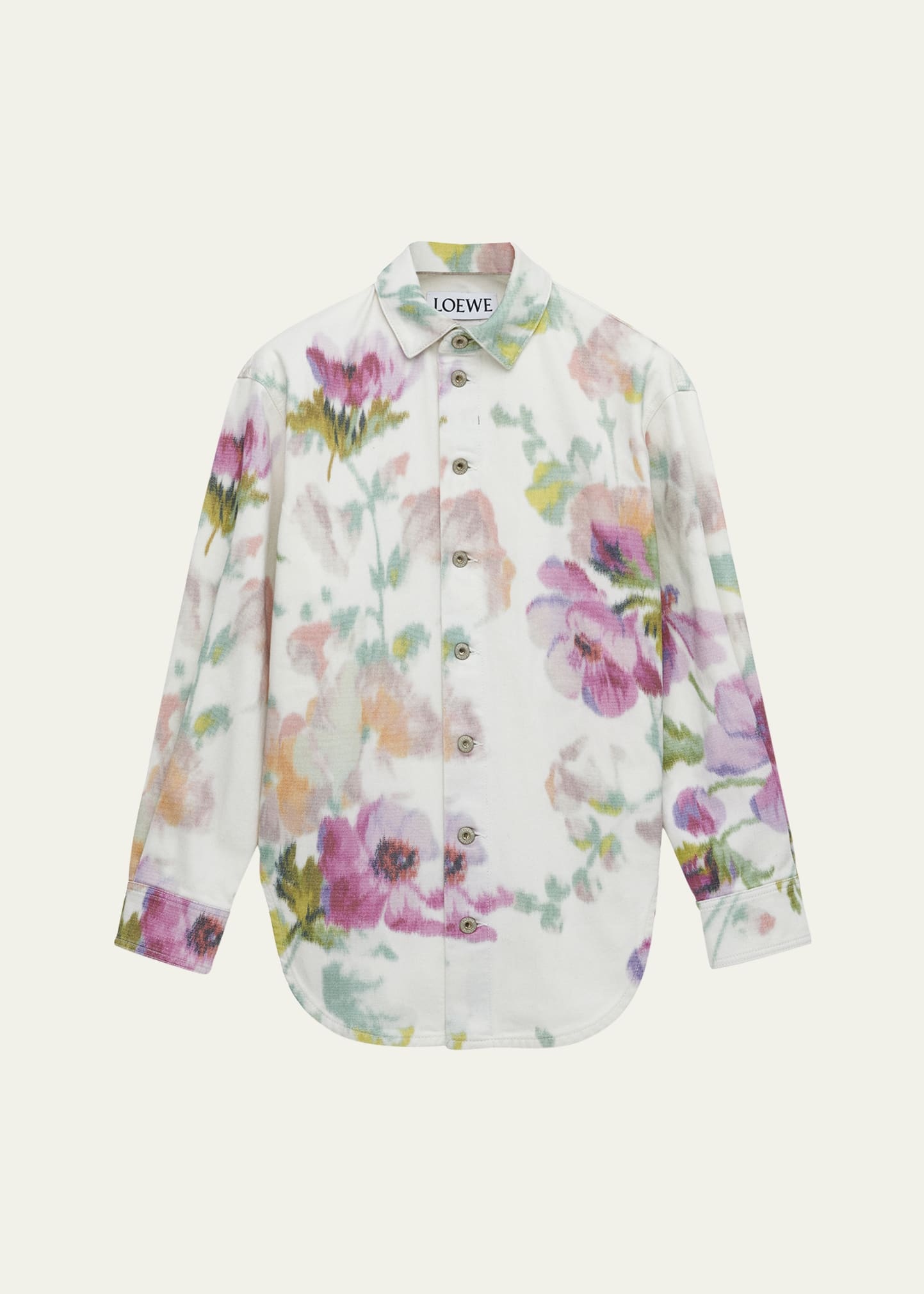 Floral-Print Button-Down Overshirt - 1