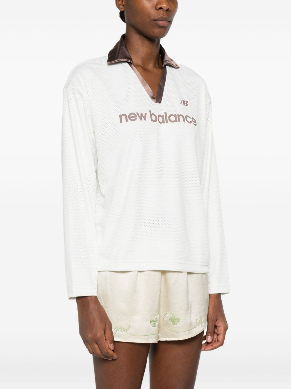 satin-collar logo-print top - 3