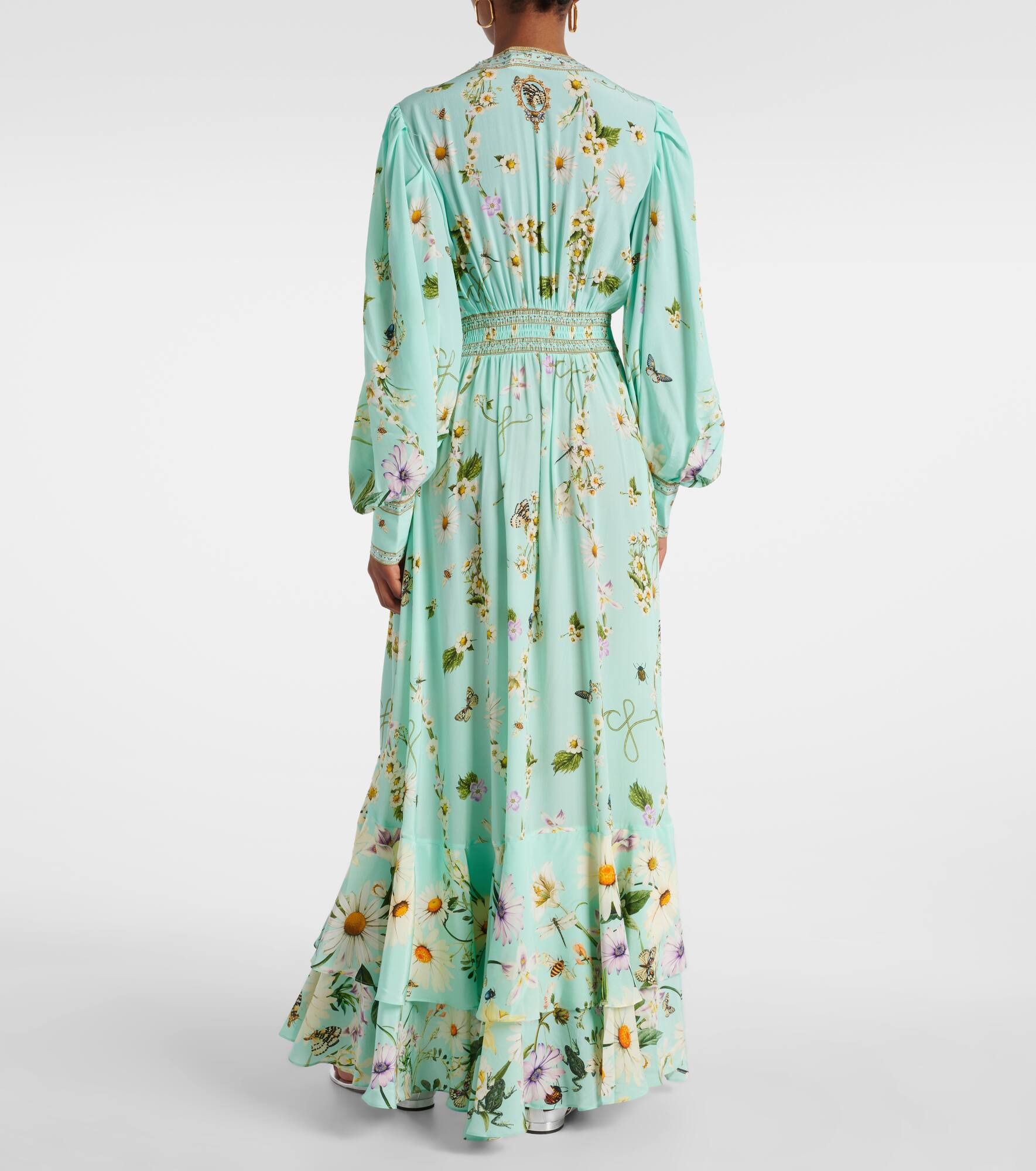 Floral silk crêpe maxi dress - 3