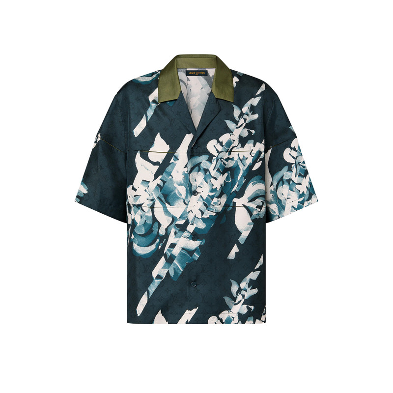 Monogram Printed Short-Sleeved Silk Shirt 1