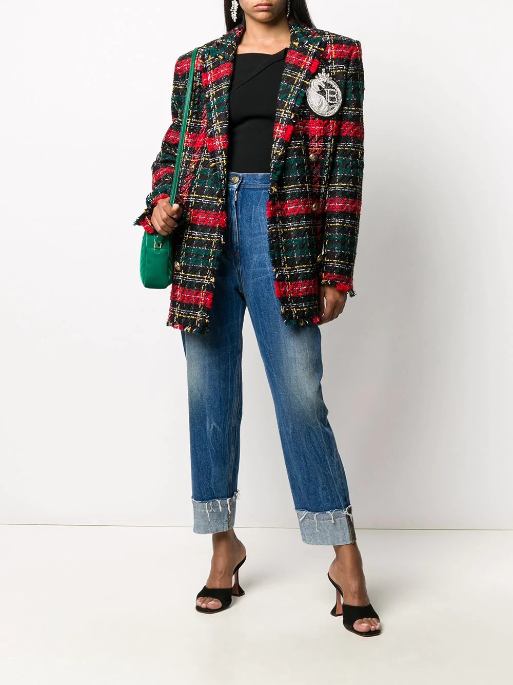 tartan check oversized blazer - 2