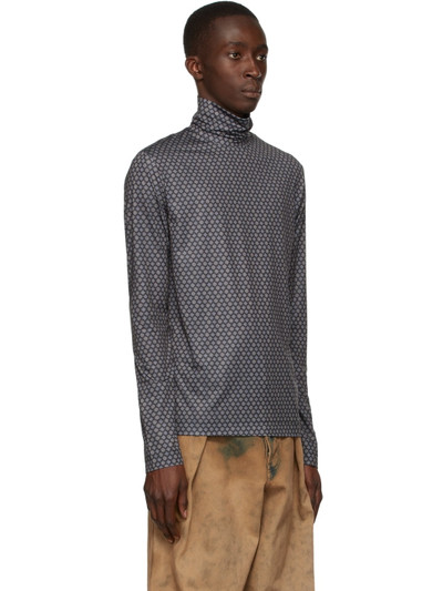 Dries Van Noten Black Stretch Printed Turtleneck outlook