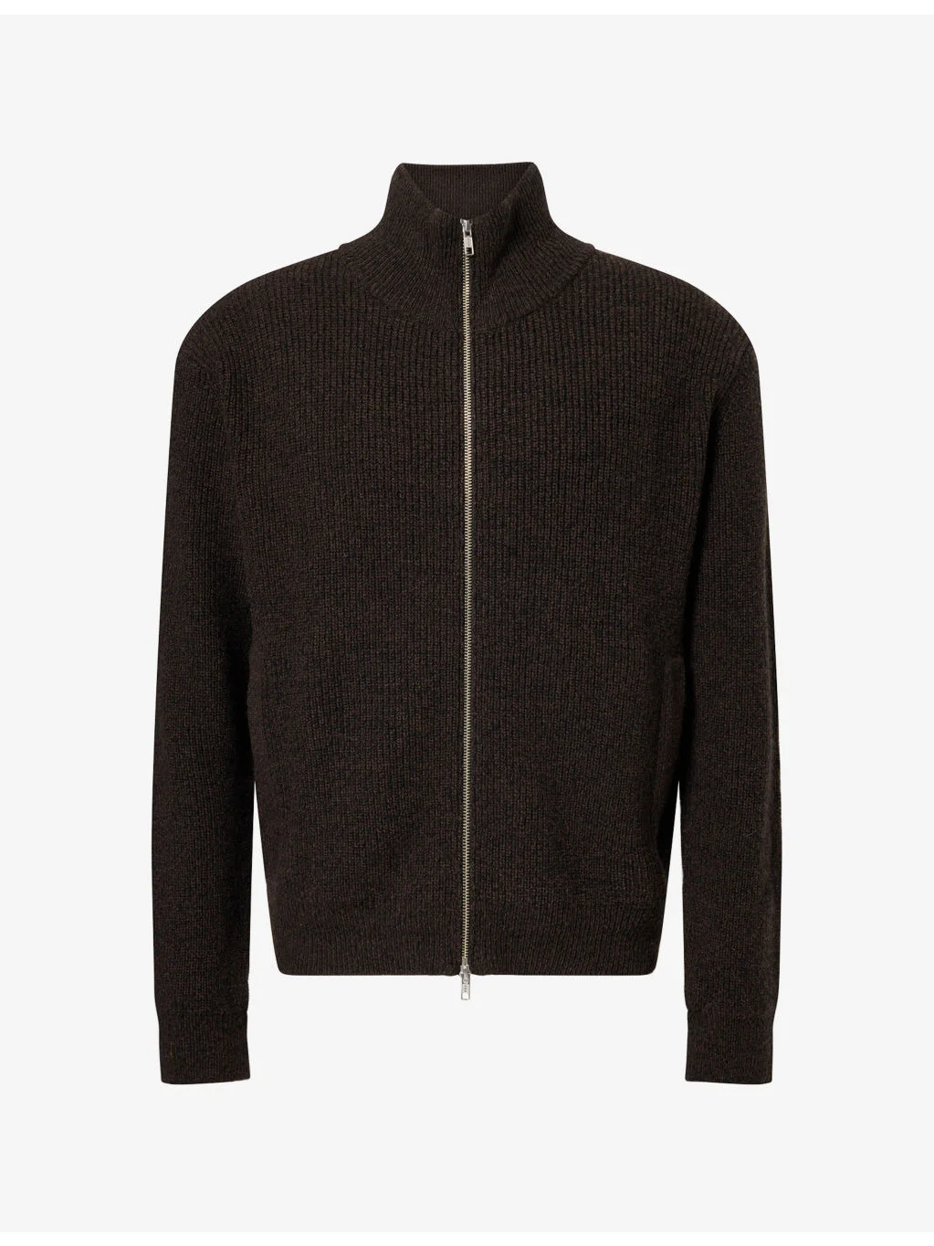 Funnel-Neck Zip-Up Wool-Blend Cardigan - 1