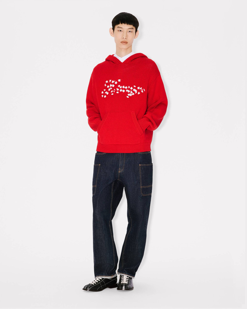 'KENZO Winter Holidays' embroidered hoodie cardigan in cotton and wool 5