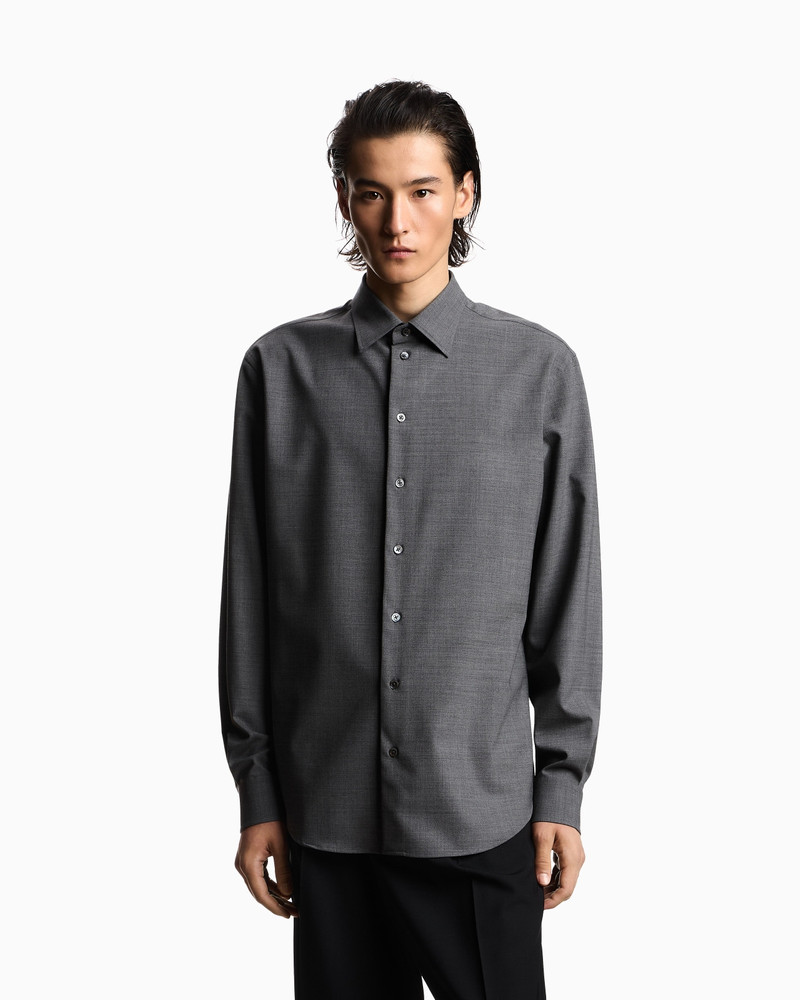 EMPORIO ARMANI SOFT-FINISH VIRGIN-WOOL CANVAS SHIRT outlook