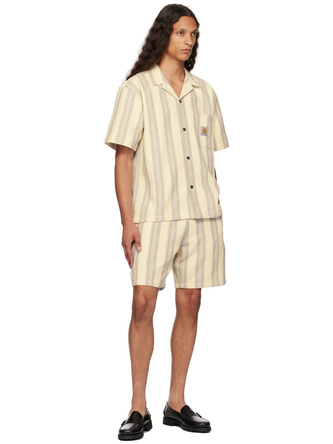 Beige Dodson Stripe Shorts - 4