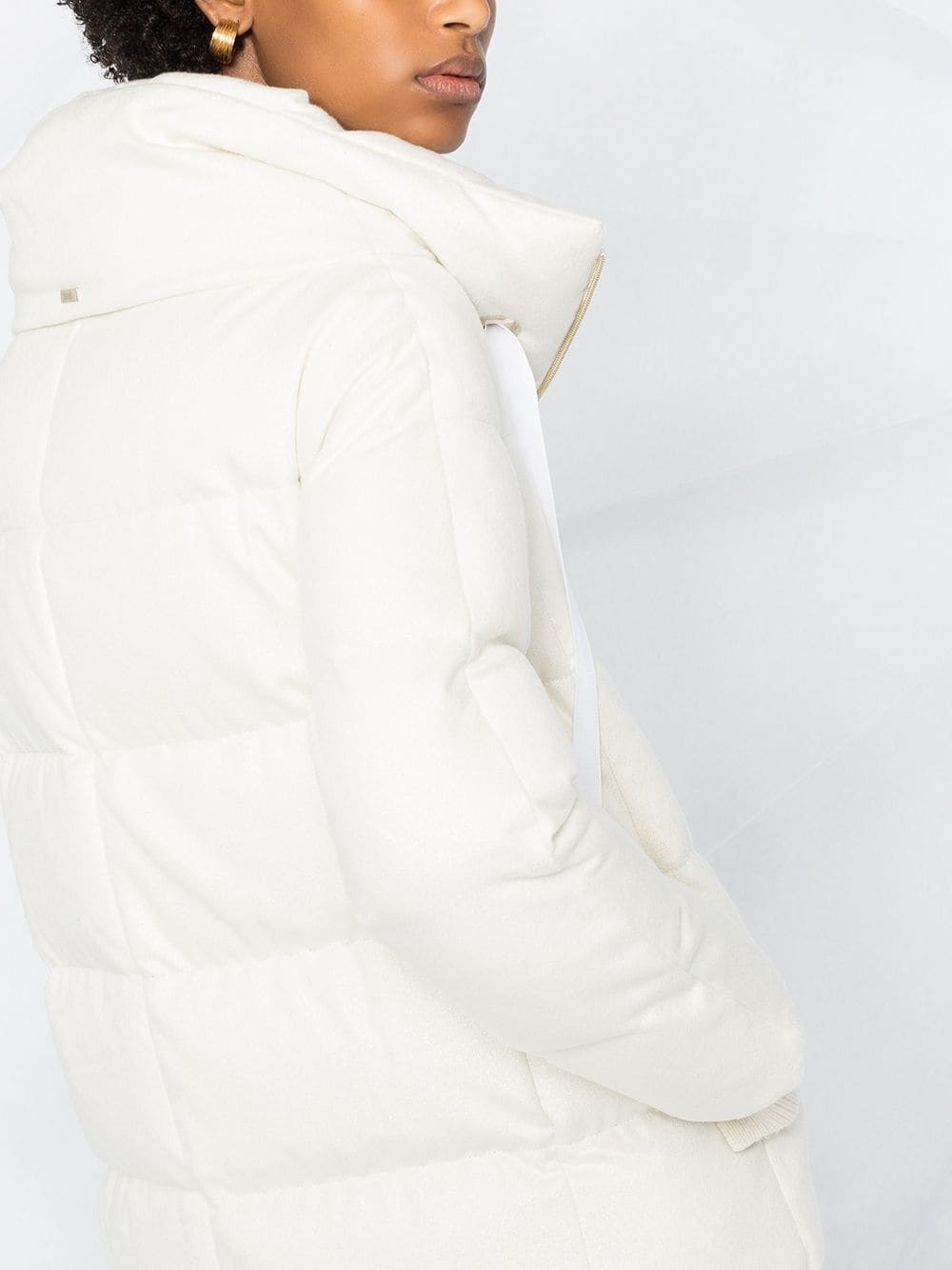 drawstring neck padded coat - 3