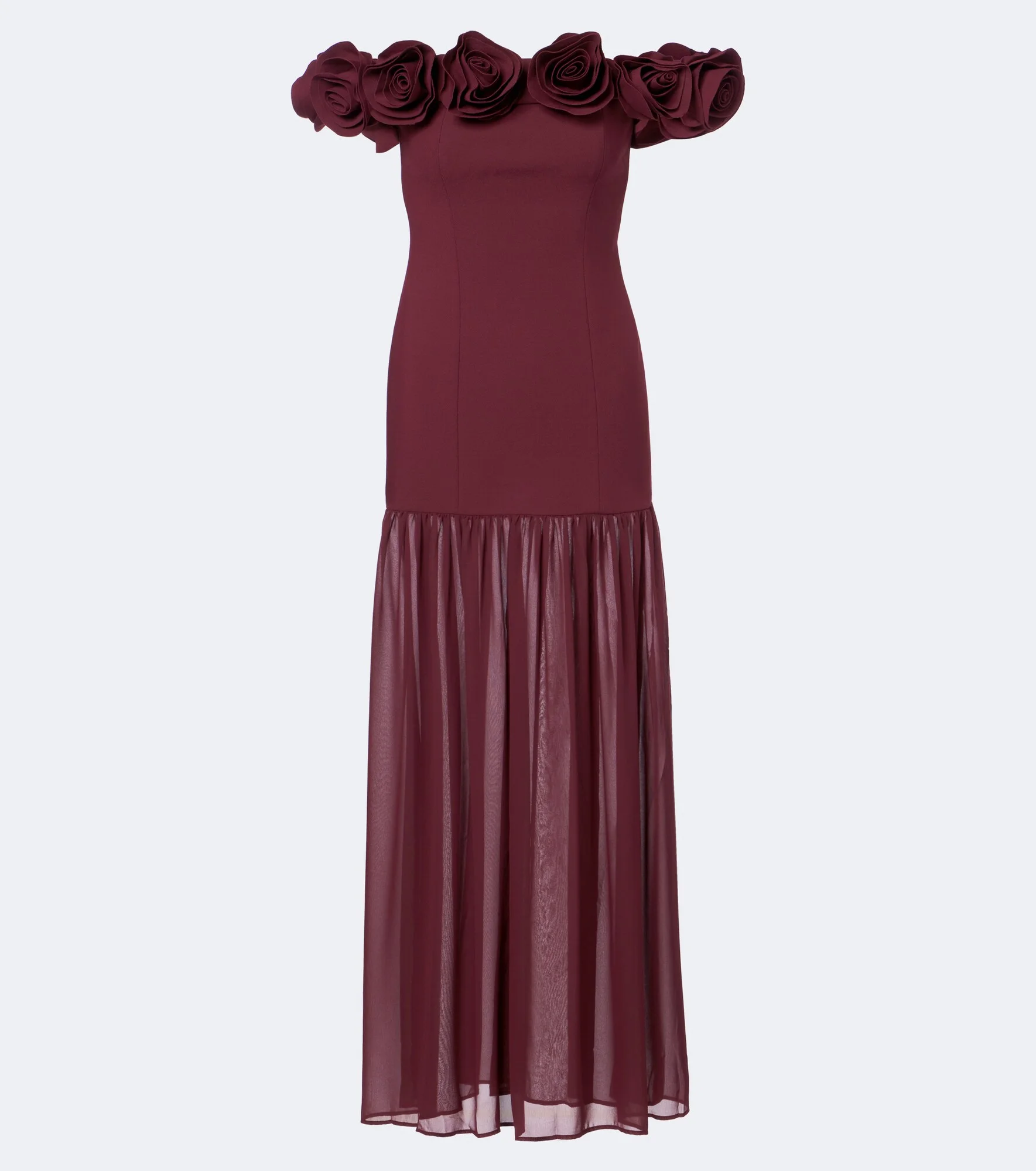 Floral-appliqué off-shoulder cocktail dress - 1