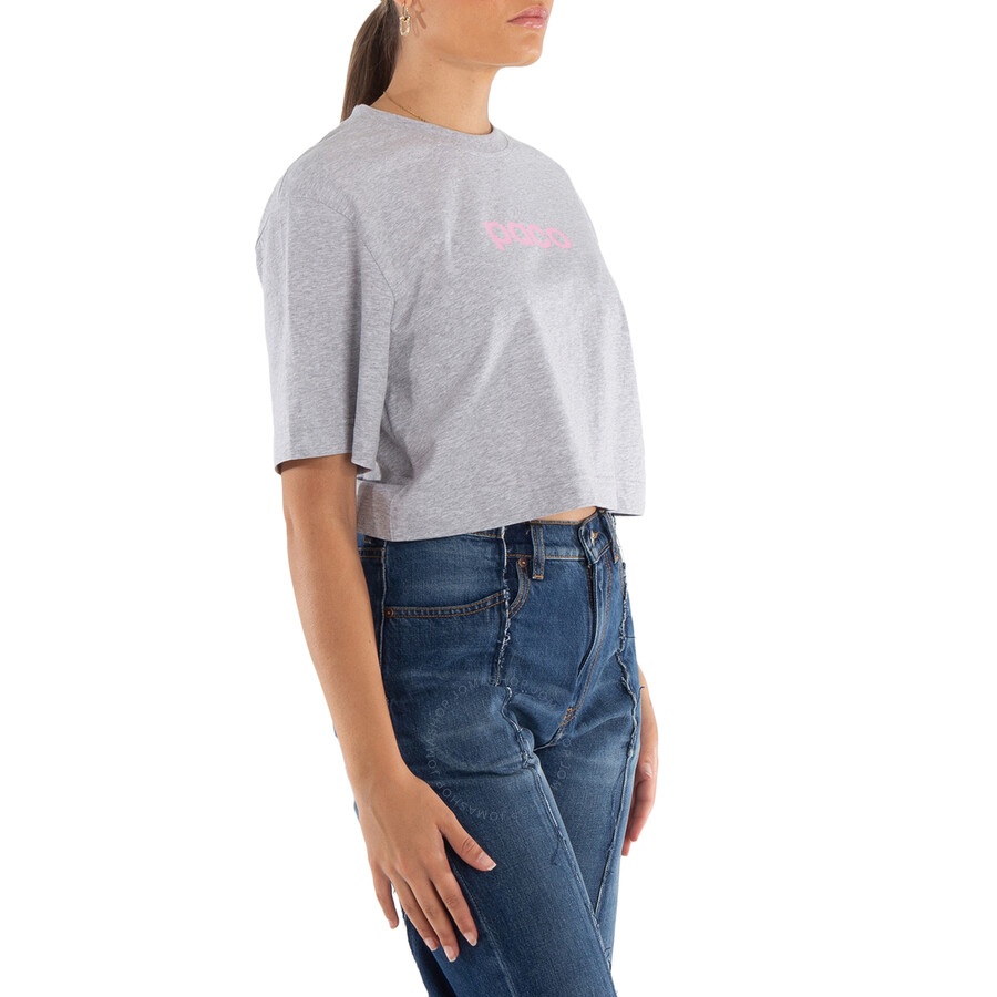 Rabanne Logo Print Cropped Cotton T-Shirt - 5