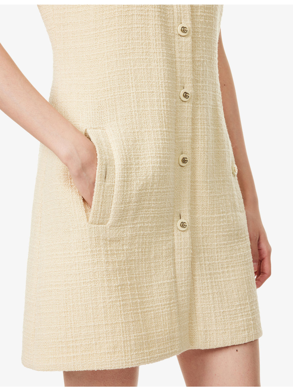Short-Sleeve Textured Wool Mini Dress - 5
