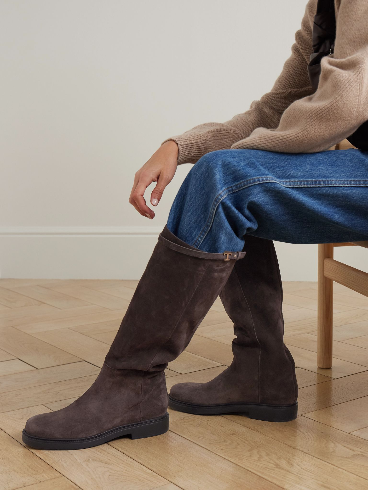 Embellished suede knee boots Dark brown - 2