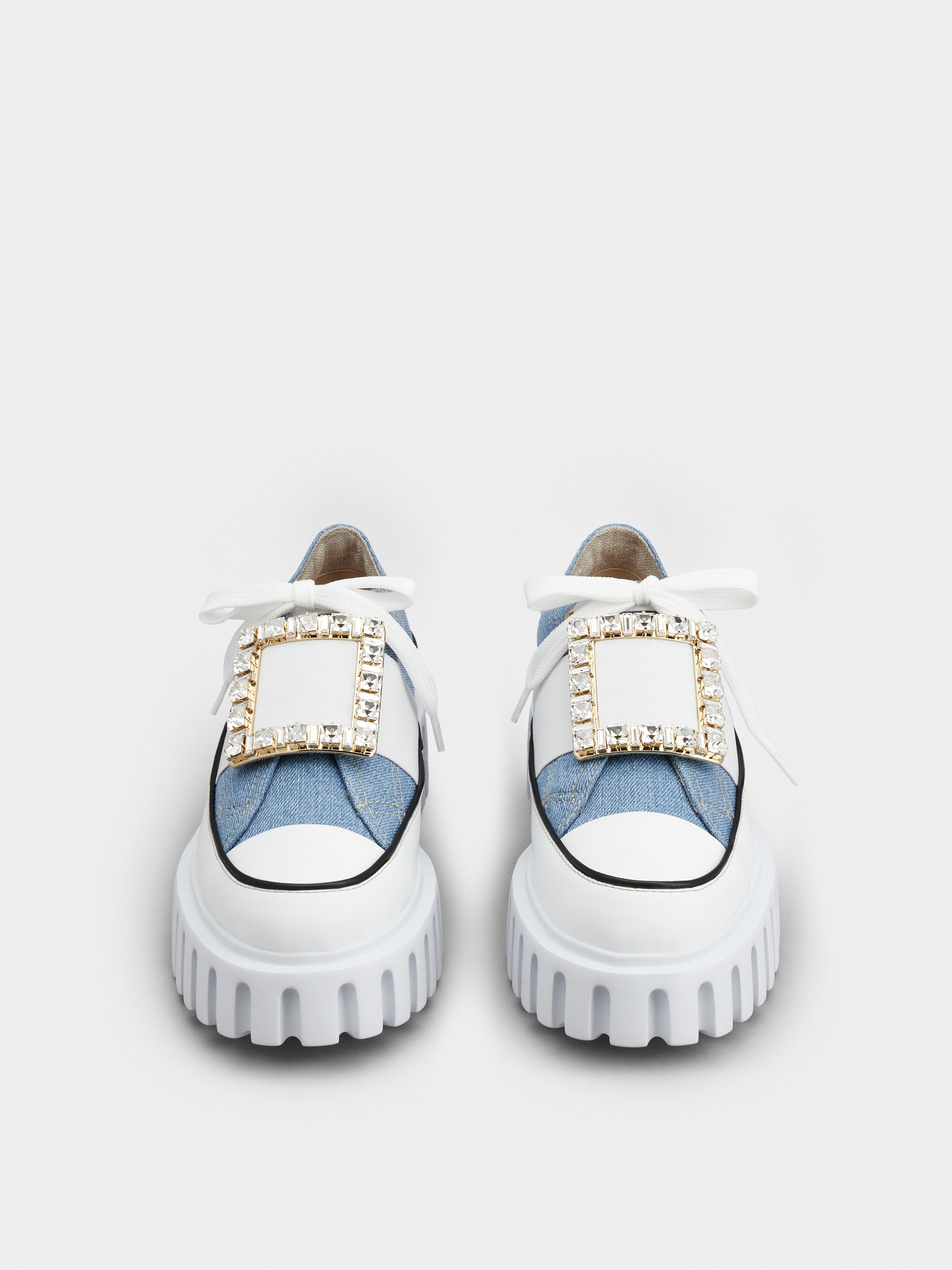 Viv' Go-Thick Strass Buckle Slip-on Sneakers in Denim - 7