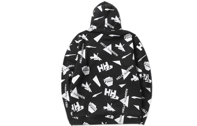 PUMA x Helly Hansen All Over Print Hoodie 'Black White Orange' 597449-01 - 2