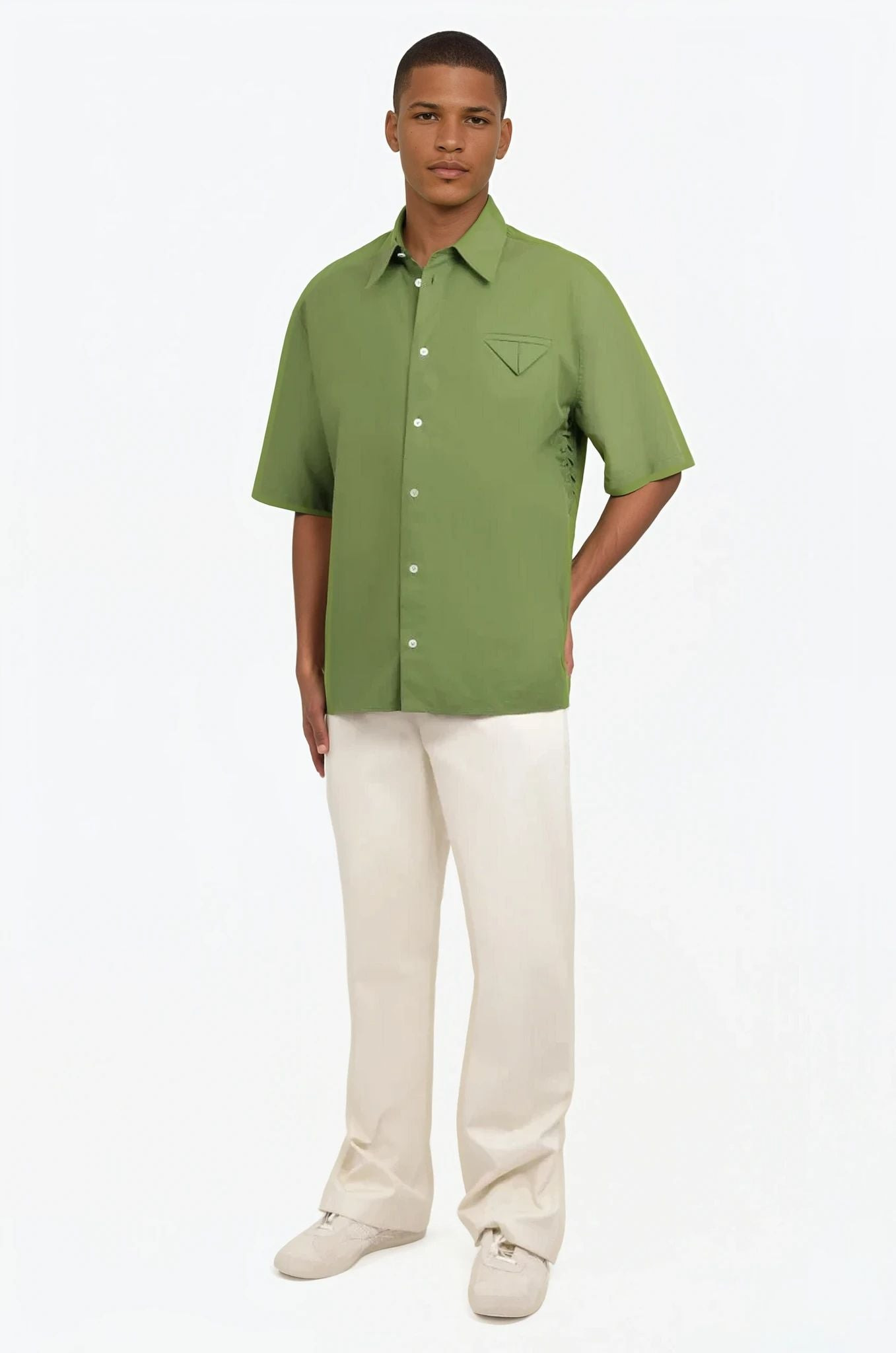SANDED COTTON TROUSERS | SEA SALT - 2