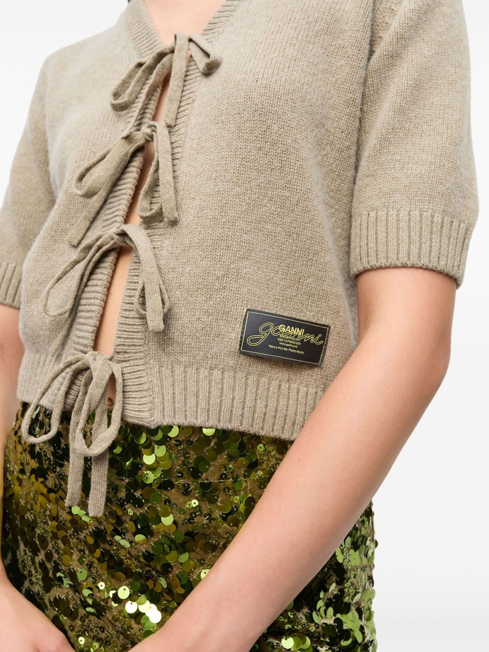 lace-up cardigan - 5