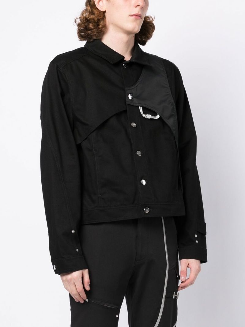 panelled button-up cotton jacket - 3