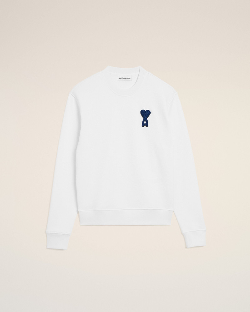 WHITE COTTON KNITTED AMI DE COEUR SWEATSHIRT 1