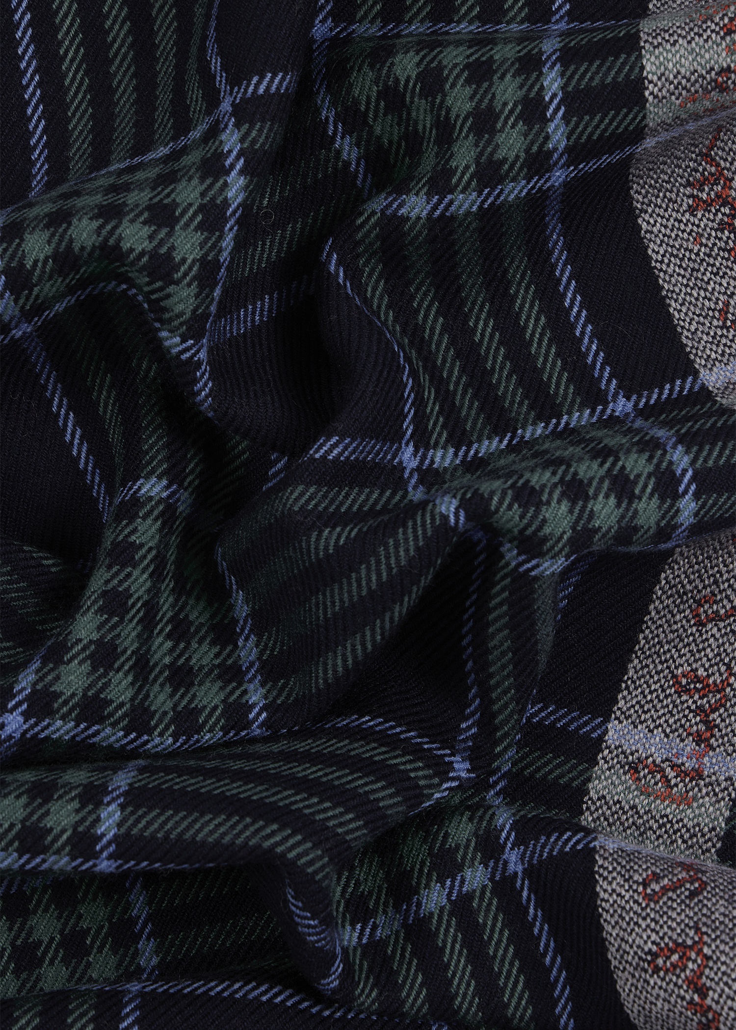 Navy Border Check Scarf - 4