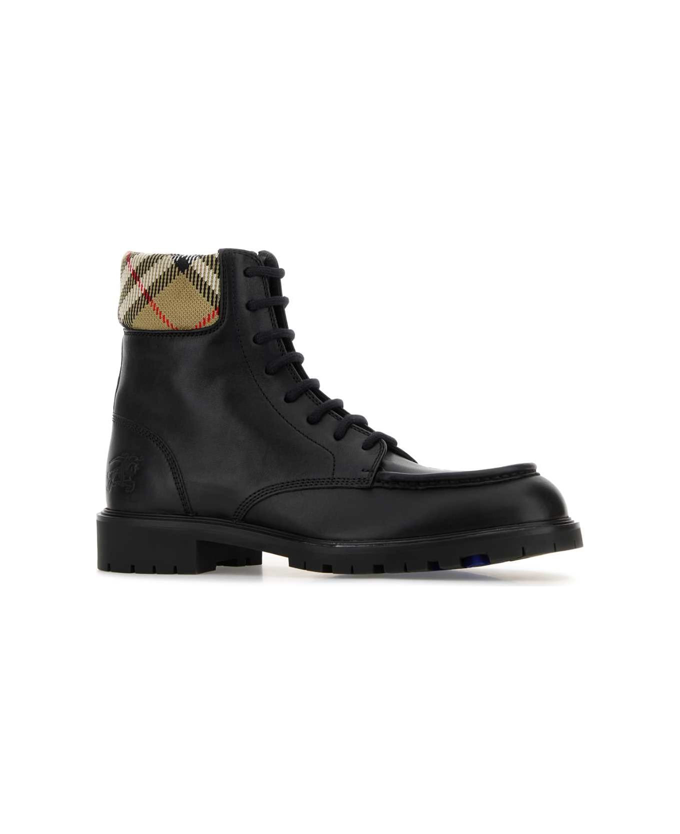 Black Leather Ankle Boots - 2