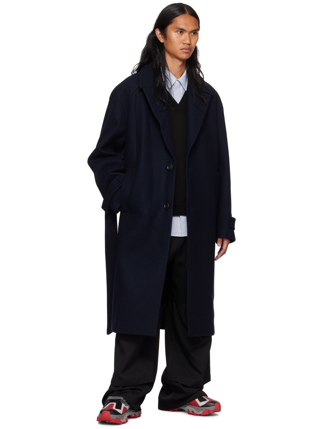 Navy Oversized Coat - 4