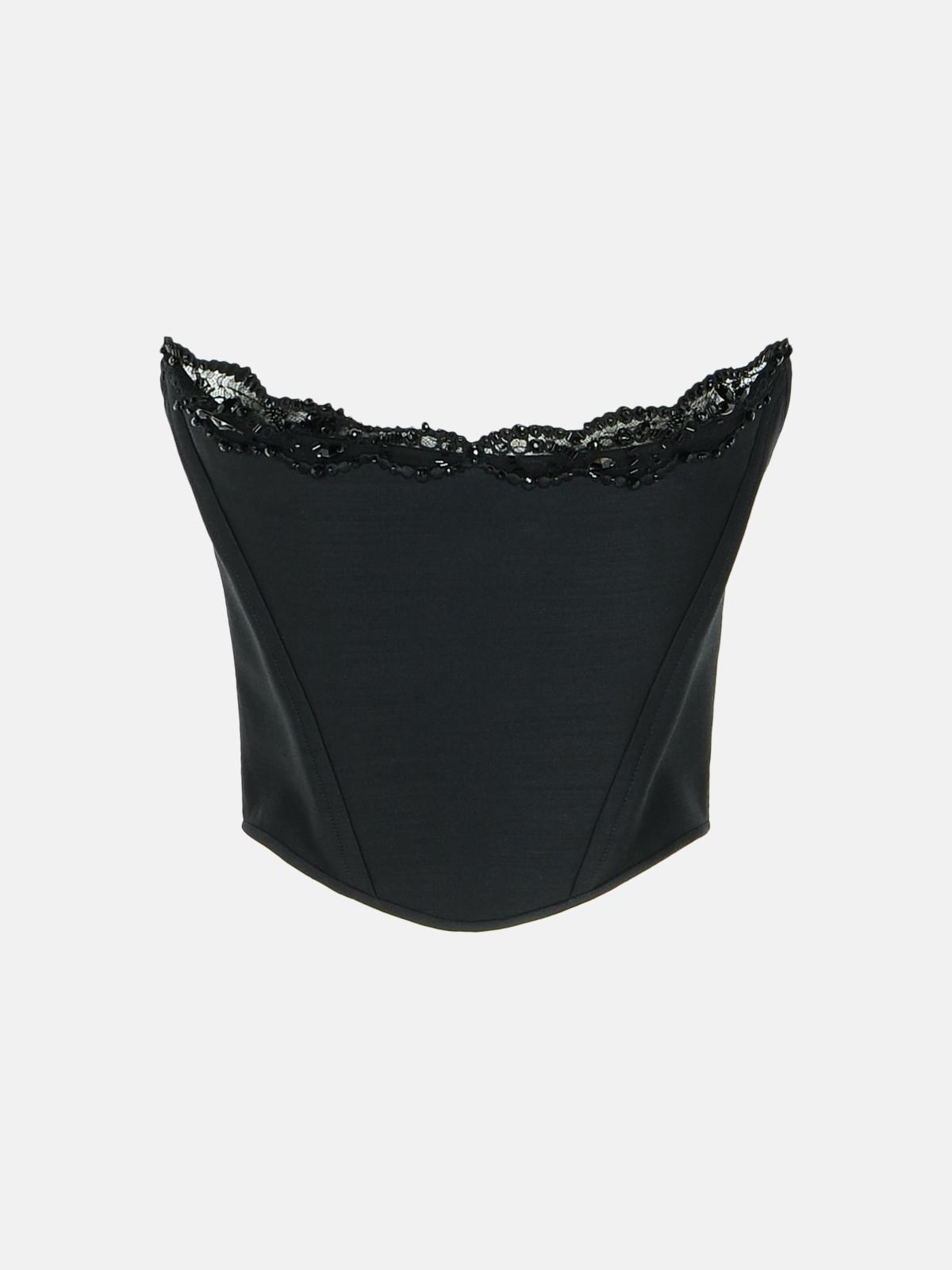 'PARIS' BLACK VIRGIN WOOL BLEND CORSET - 1