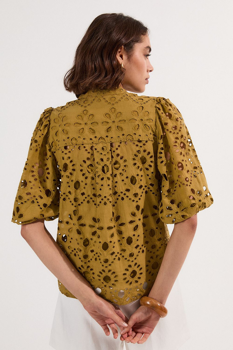 Cotton Broderie Woven Short Sleeve Blouse 5