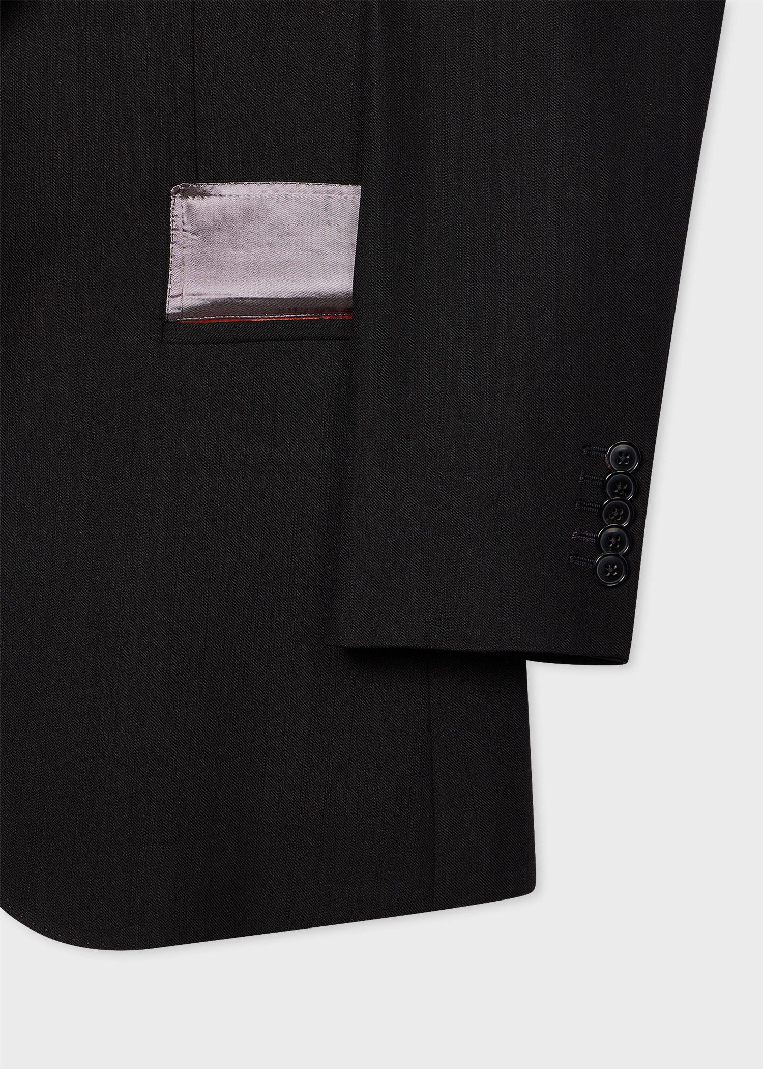 Black Textured Wool-Lyocell Blazer - 3