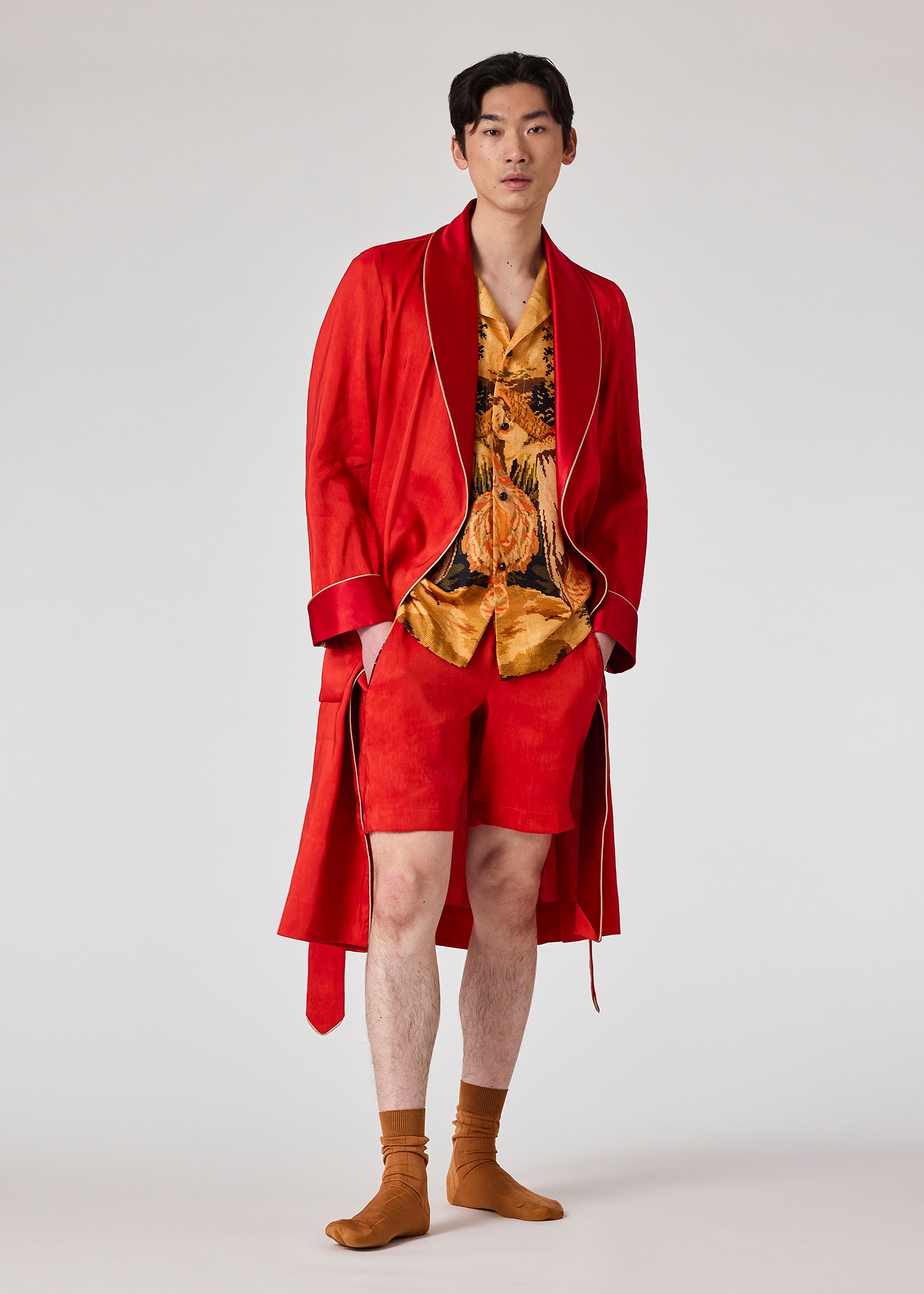 Daniel Hanson For Paul Smith - Red Linen And Silk Dressing Gown - 5