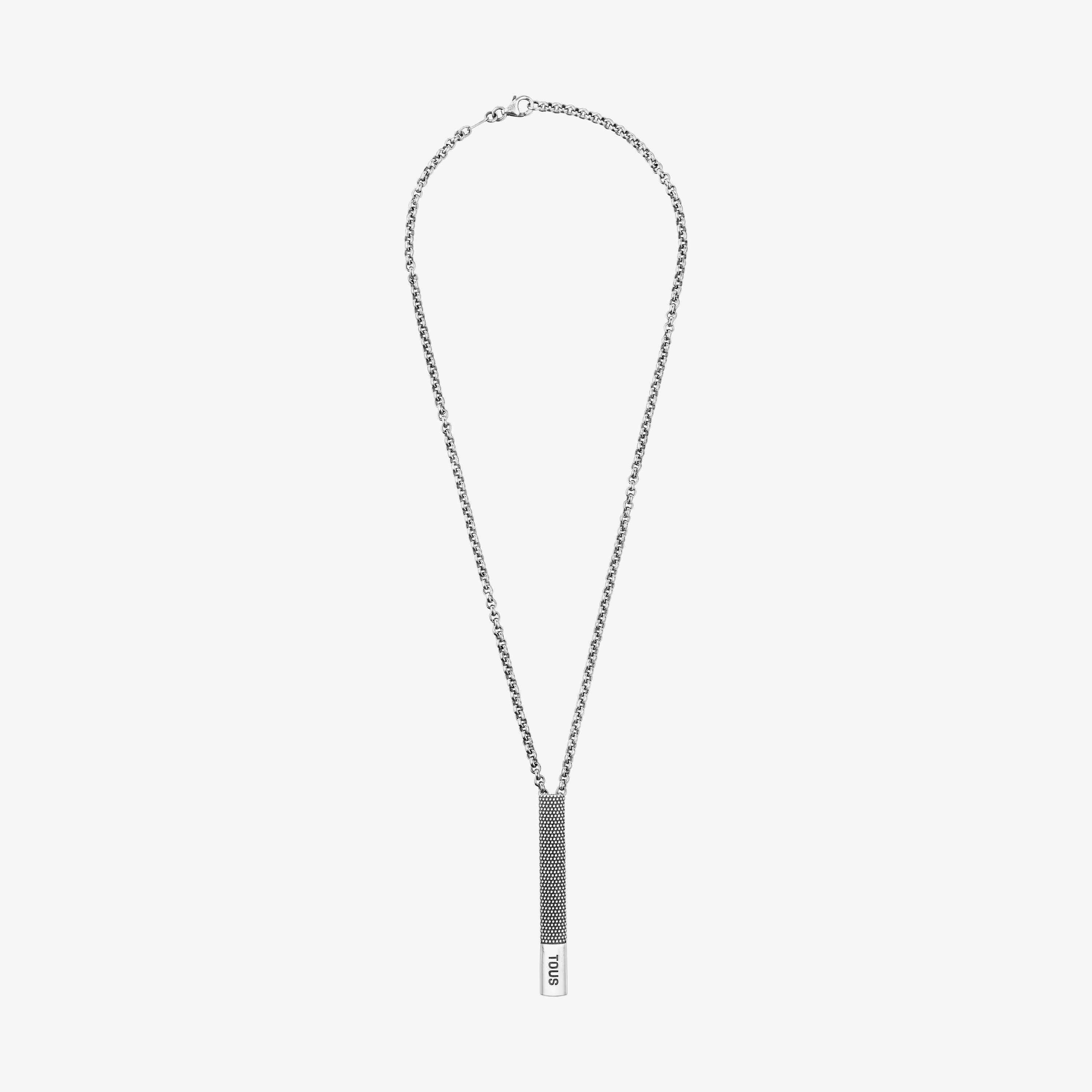 Short aged silver chain Necklace with tie pin detail TOUS Man - 1