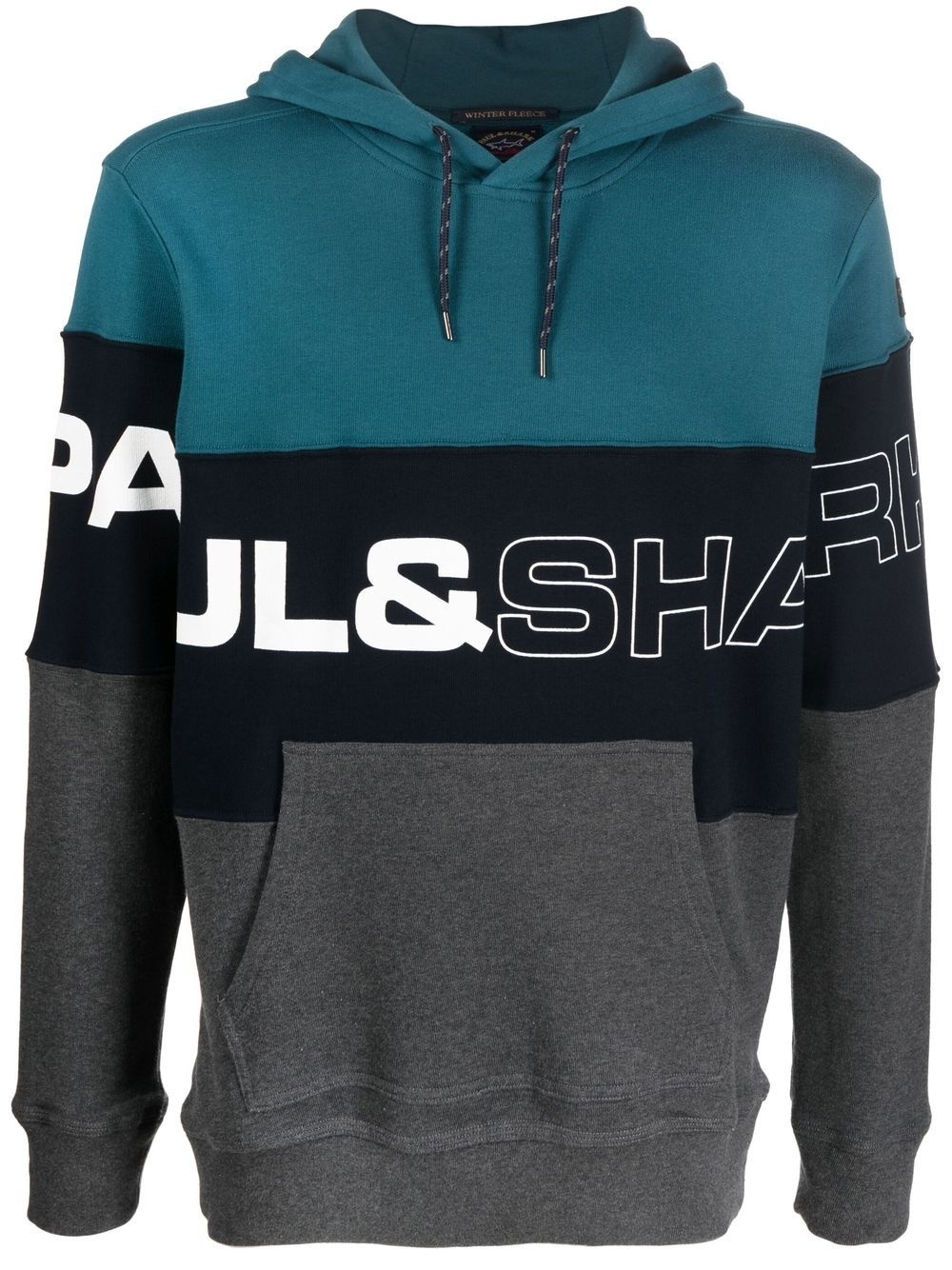 logo-print colour-block hoodie - 1