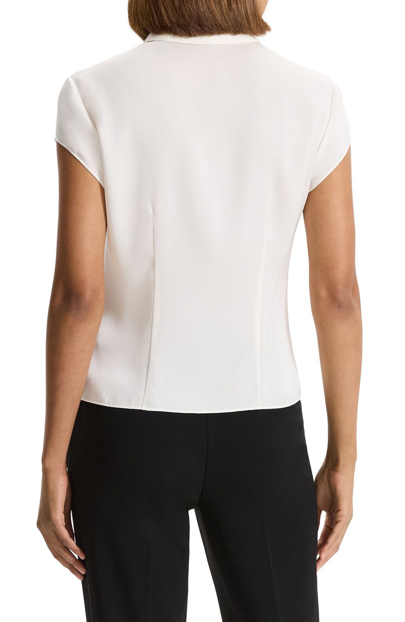 Theory Cap Sleeve Silk Shirt in Iv at Nordstrom - 2
