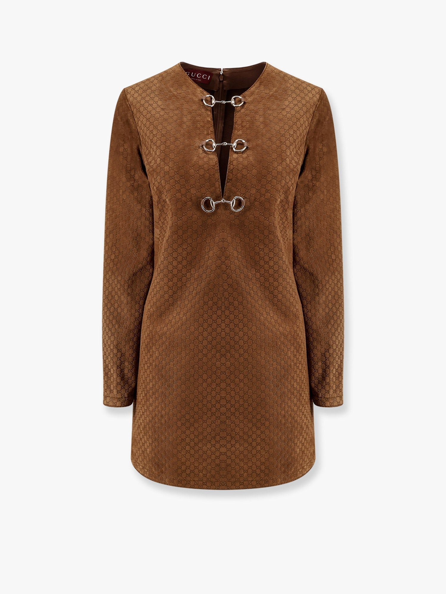 Gucci Suede Short Dress With All-Over Gg Logo - 1