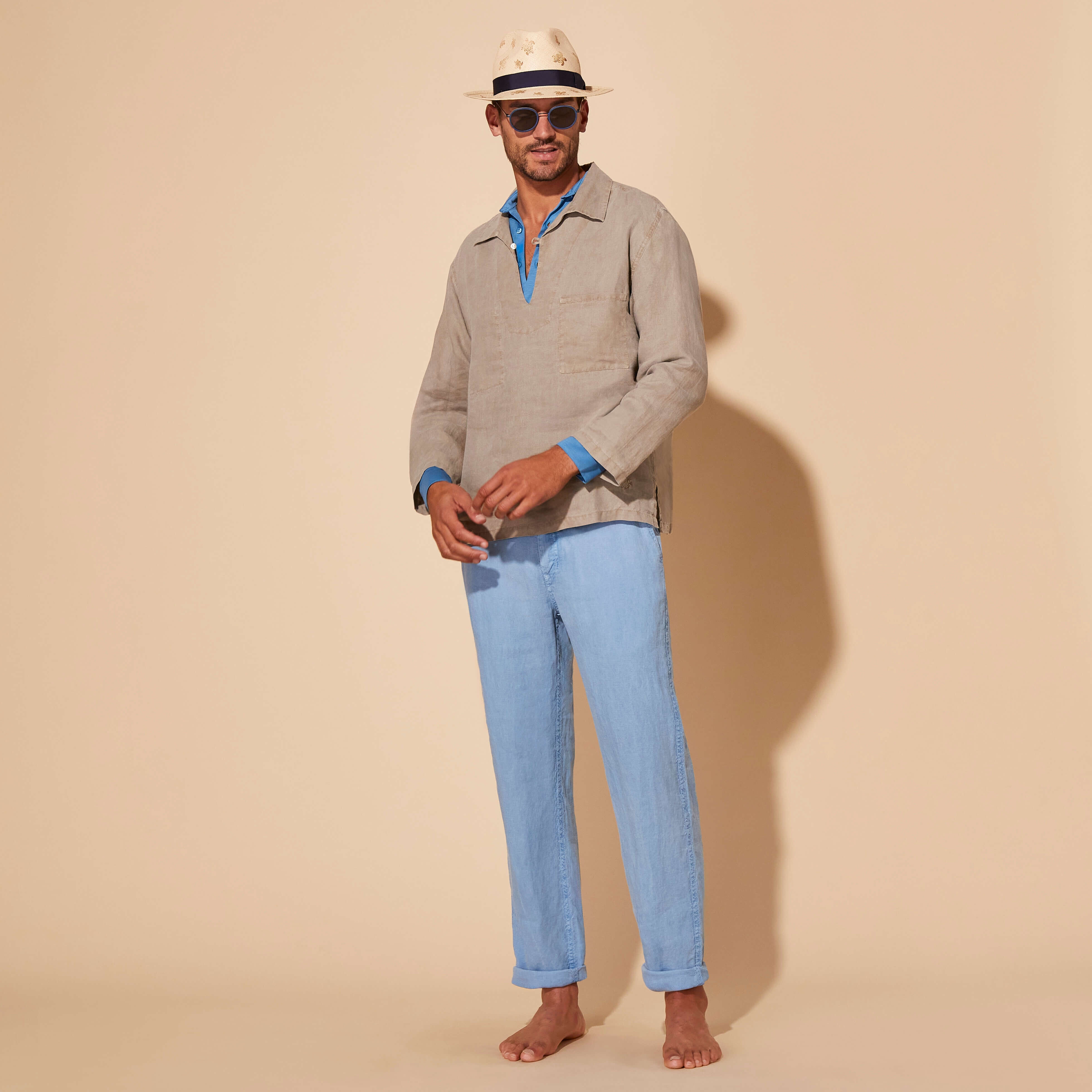 Men Linen Vareuse Shirt Mineral Dye - 5