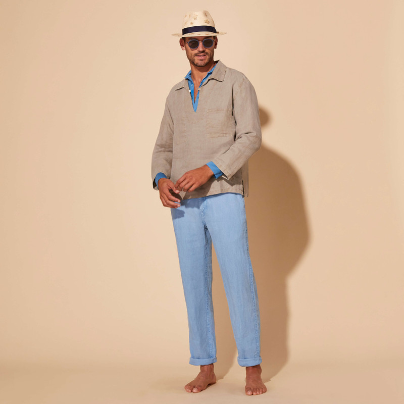 Men Linen Vareuse Shirt Mineral Dye 5