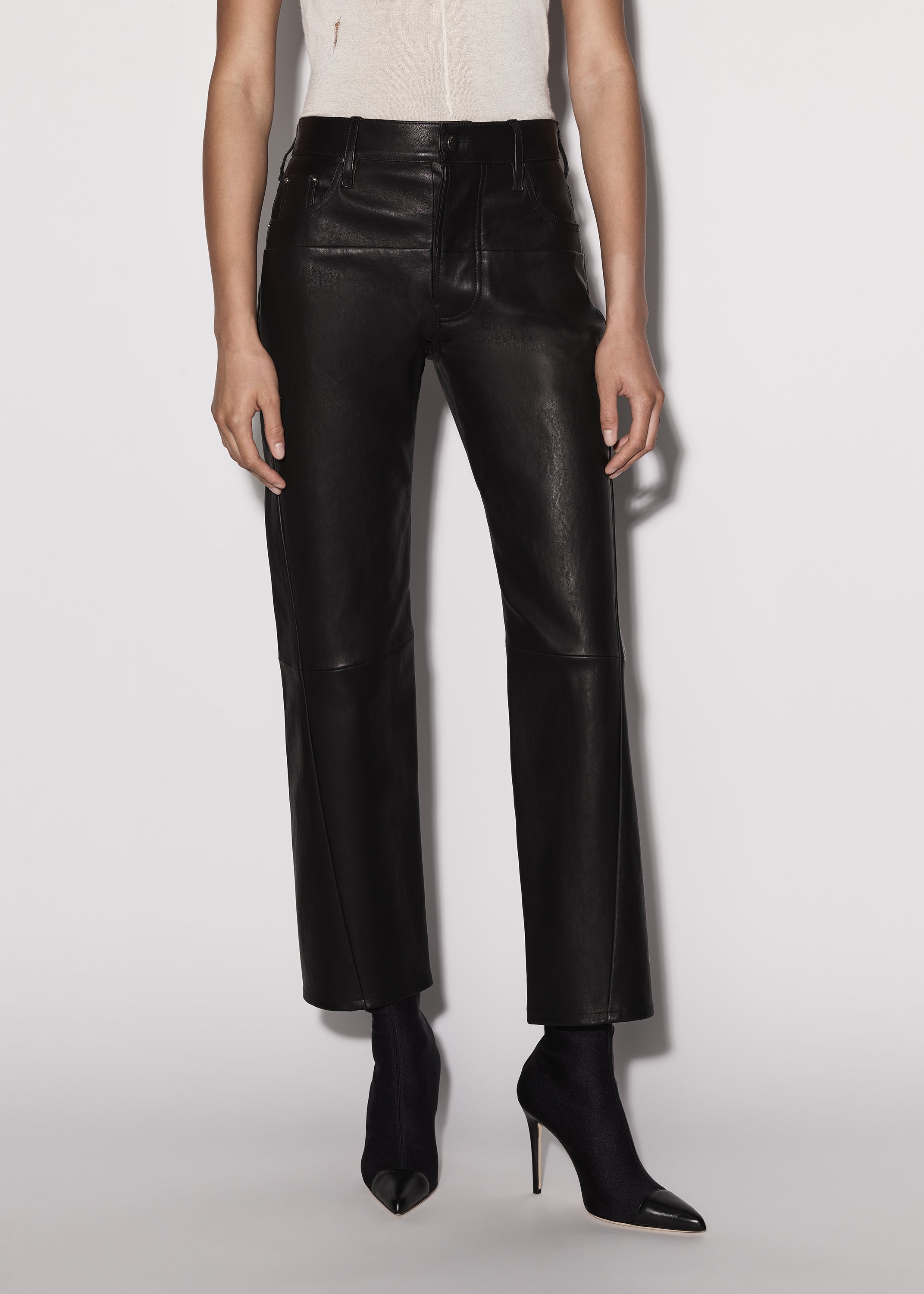 LEATHER 5 POCKET STRAIGHT PANT - 2