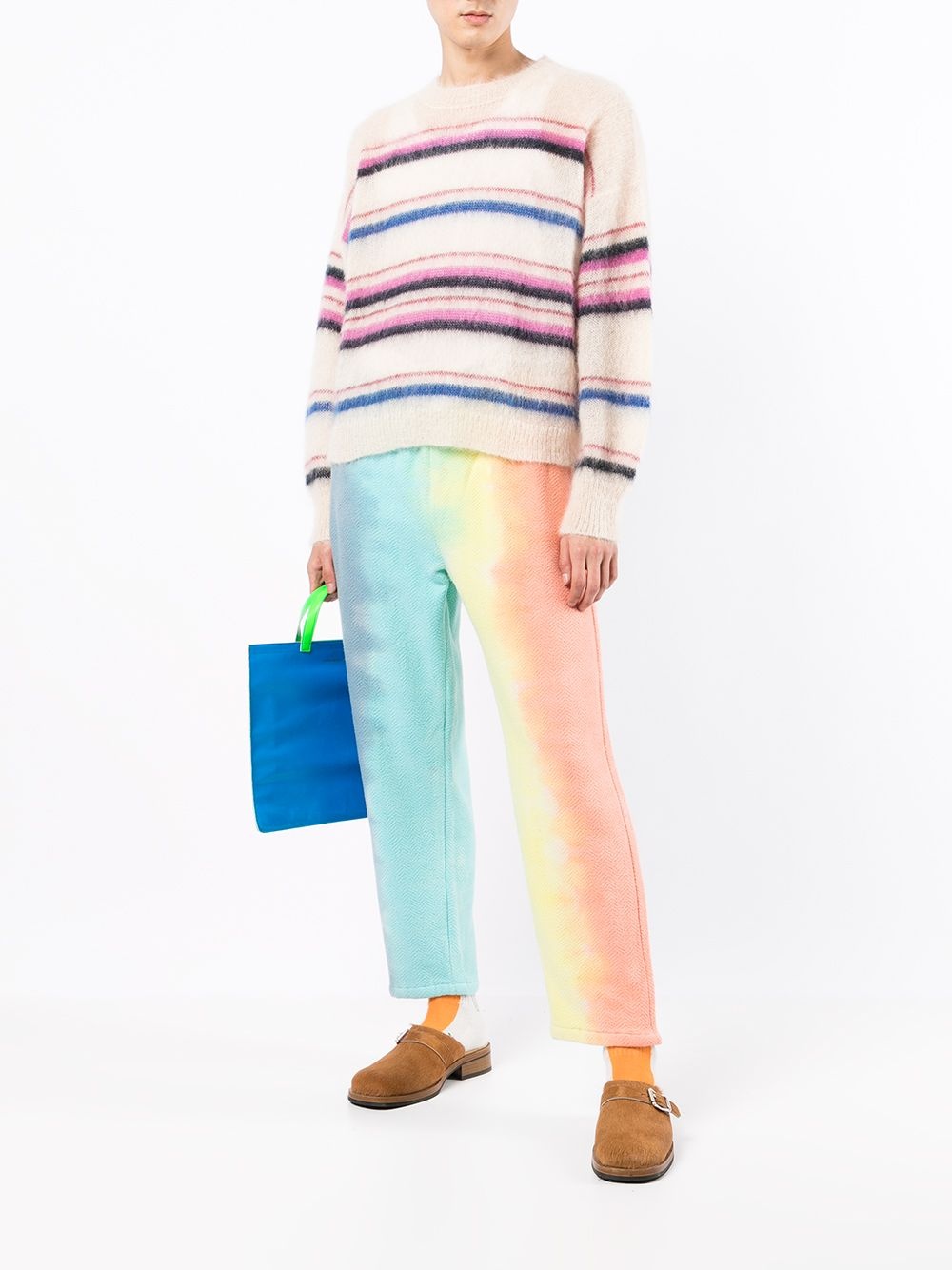 colour-block tie-dye trousers - 2