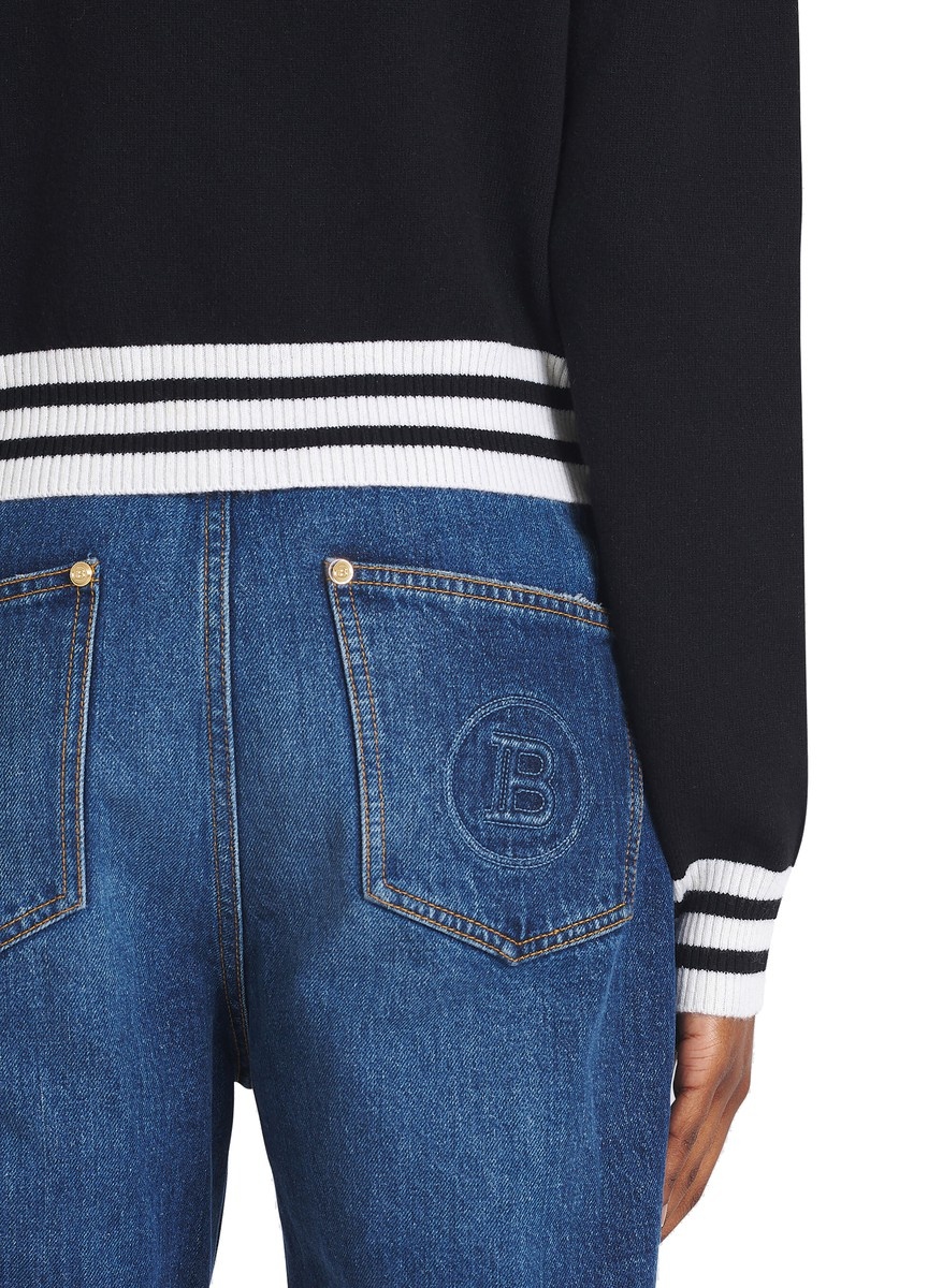 Cropped wool sweatshirt with Balmain logo - 5