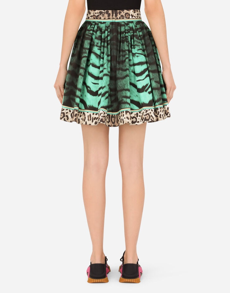 Poplin circle skirt with tiger print - 2