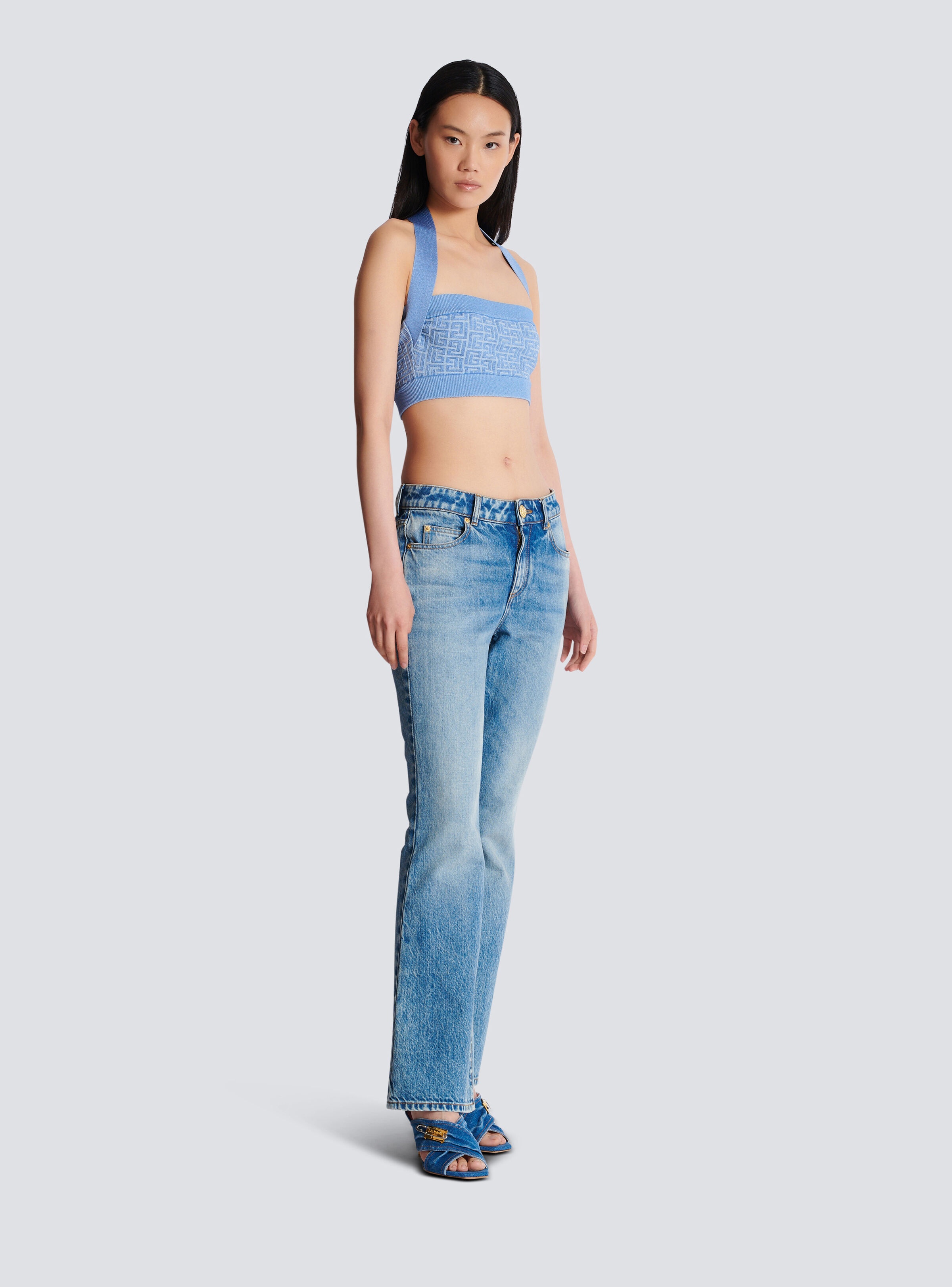 Knit halterneck top with PB Labyrinth monogram - 3