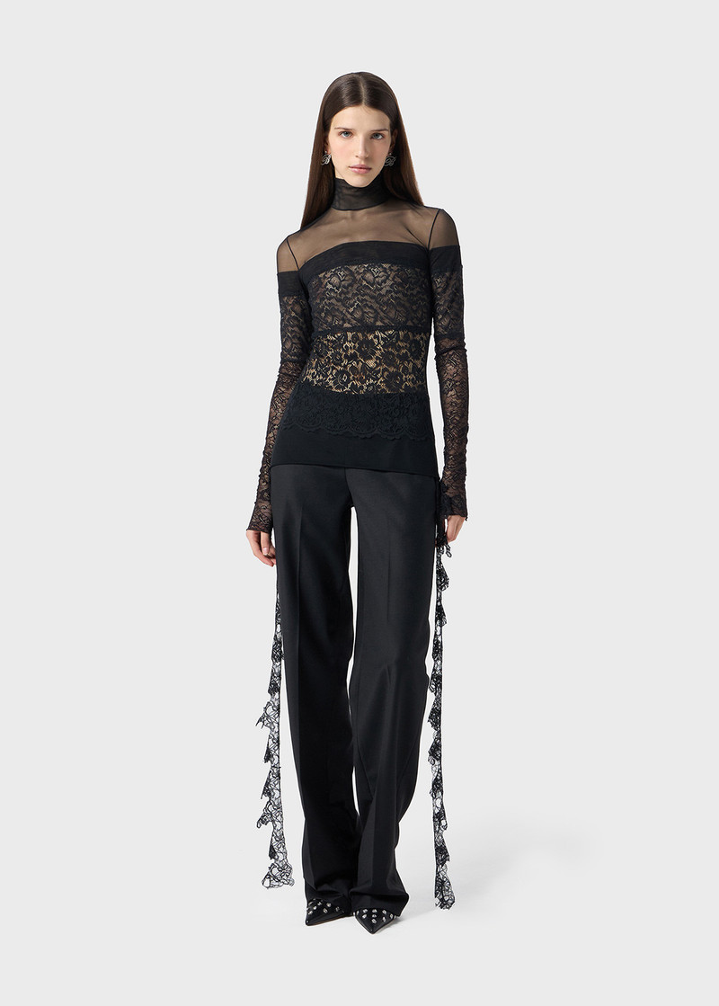 Blumarine TWILL PANTS WITH SCALLOPED LACE outlook