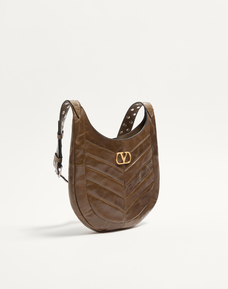 VALENTINO GARAVANI HOBOHO SMALL HOBO BAG IN CHEVRON-PATTERNED NAPPA LEATHER. 3