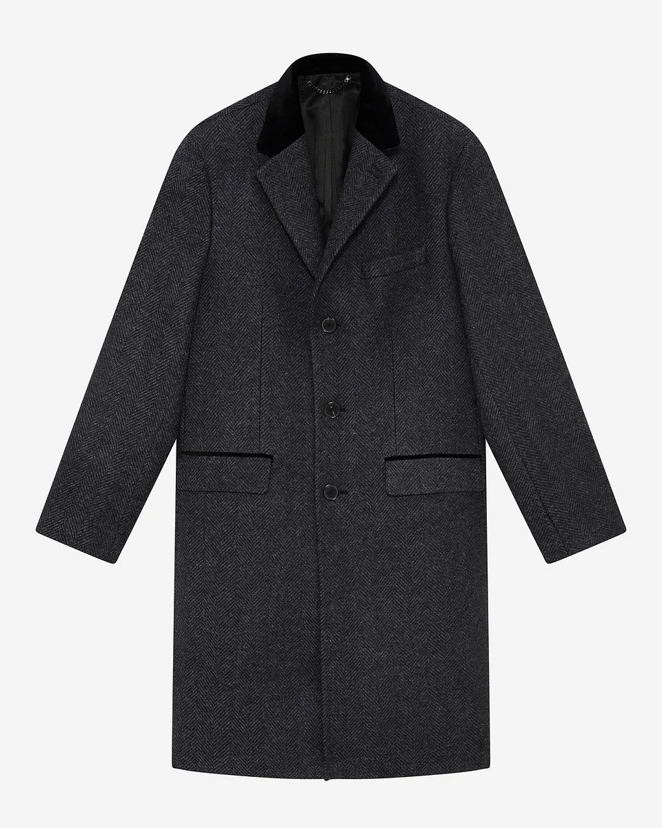 LONG COAT IN ANTHRACITE GREY WOOL - 1