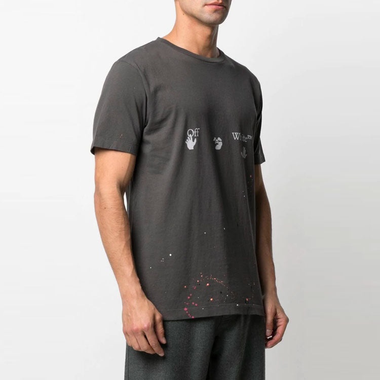 Off-White Vintage Paint Splatter Short-Sleeve Tee 'Magnet White' OMAA027S21JER0020601 - 4